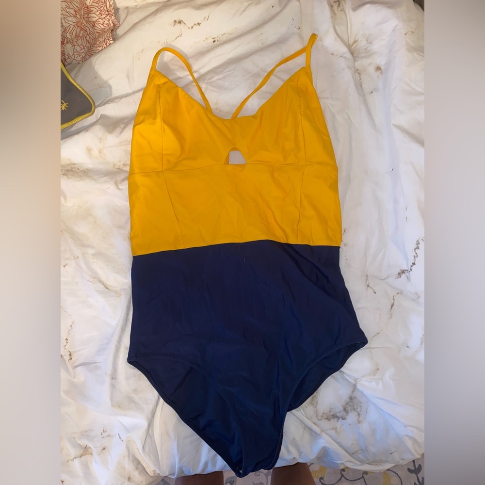 Yellow and Blue One Piece Swimsuit